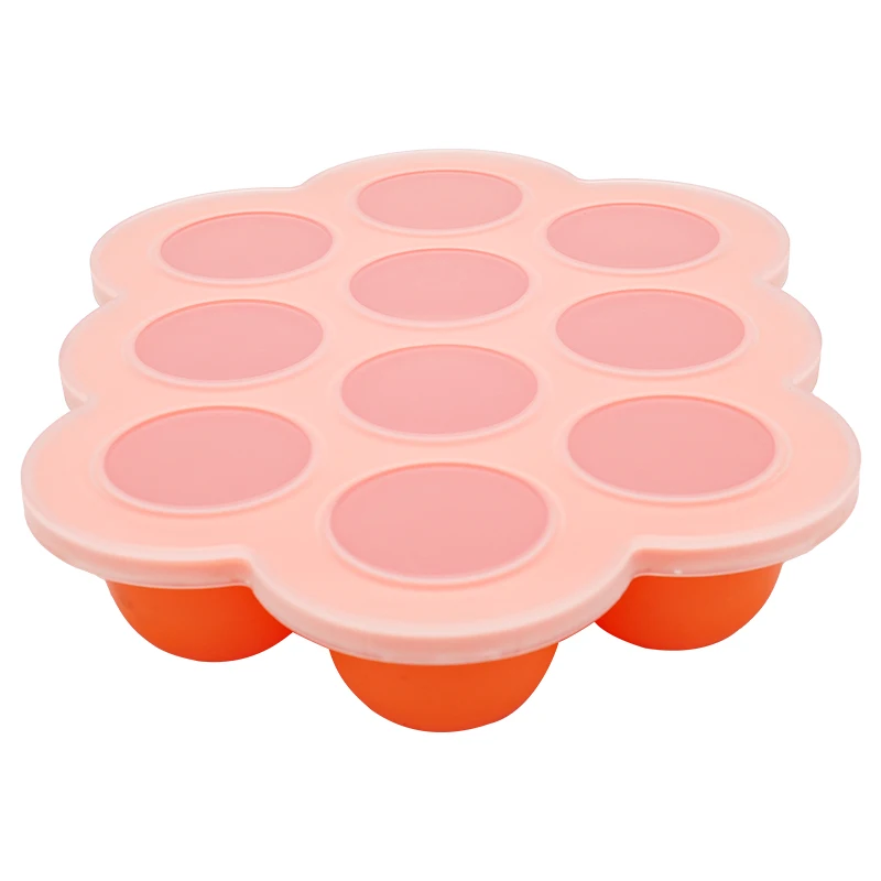 KingKam Wholesale Food Grade Soft Silicone Baby Food Storage Containers Quick-Freeze Safe with Ice Cube Tray Lid Kids Dining