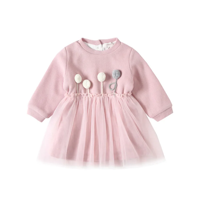 
design long sleeve autumn winter little girls dress Button-Up Yoke Dress 