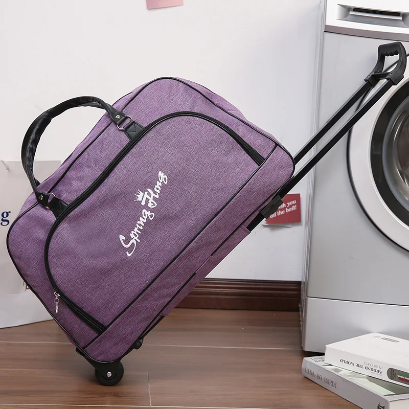 2024 Wholesale Large-capacity Trolley Travel Bag Custom L ogo Portable Bag Travel  Handbag Foldable Tote Bag
