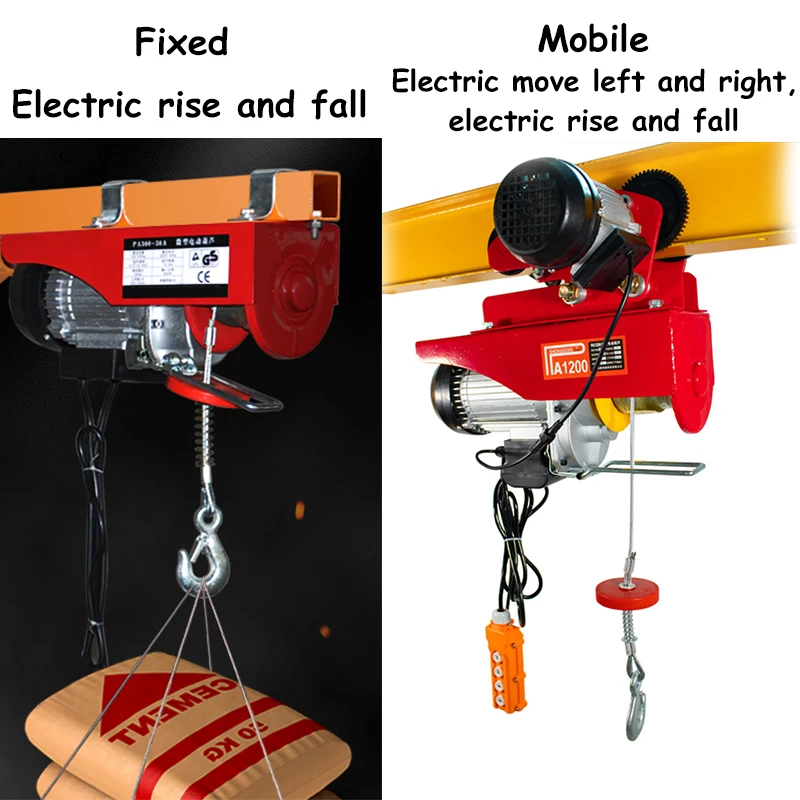 Factory direct supply 1t Micro Electrical Lifting Pulley wire rope crane hoist with remote control winch Mini Construction Hoist