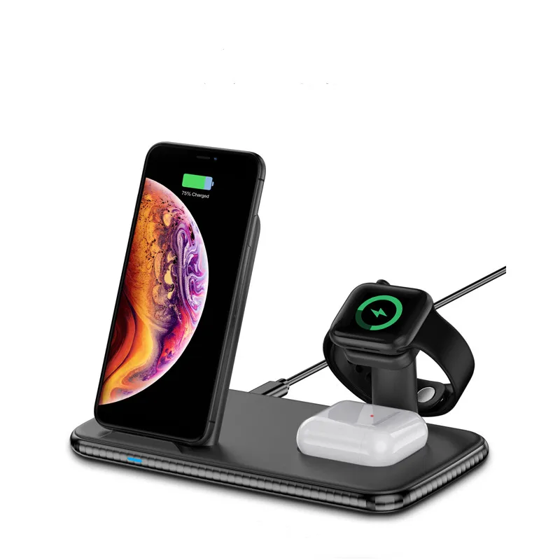 Vnew Amazon hot seller 15W Qi 4 in 1 fast charging wireless charger Black or White Fast Wireless Charging