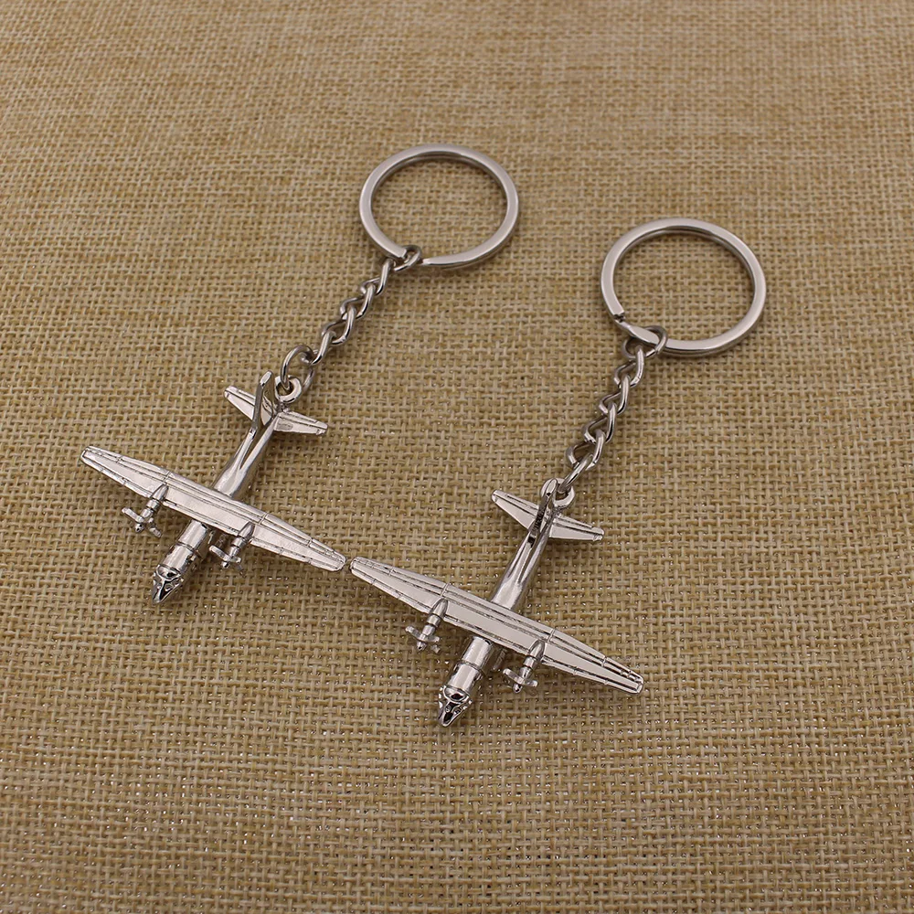 Custom made creative three-dimensional aircraft model batch key chain plane travel blank key chain