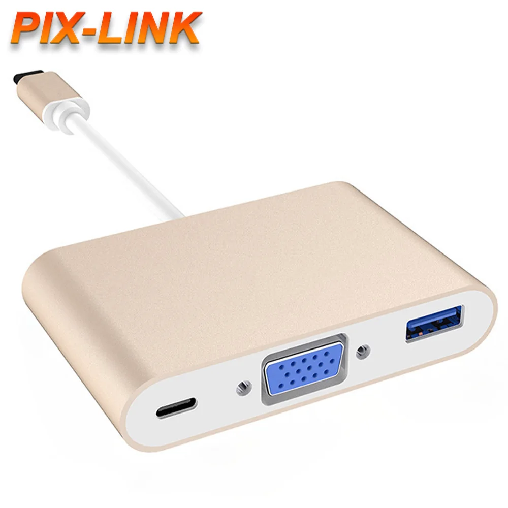 3 in 1 USB C HUB Type-C to USB 3.0 PD Charing Laptop Converter Adapter VGA Hub USB Cable