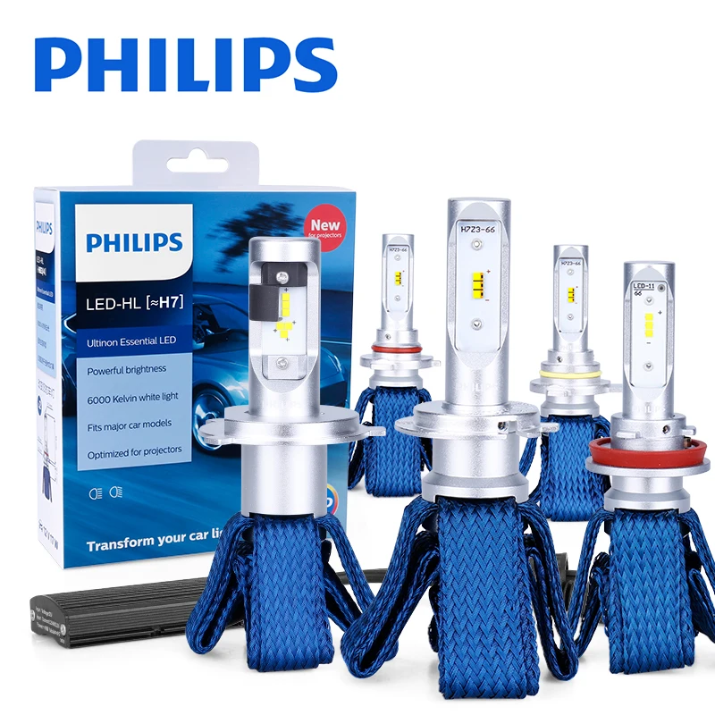 Philips H7 LED H4 H8 H11 H16 9005 9006 9012 HIR2 HB3 HB4 Ultinon Essential LED bulbs for cars 6000K Auto Headlight Fog Lamps 2PC