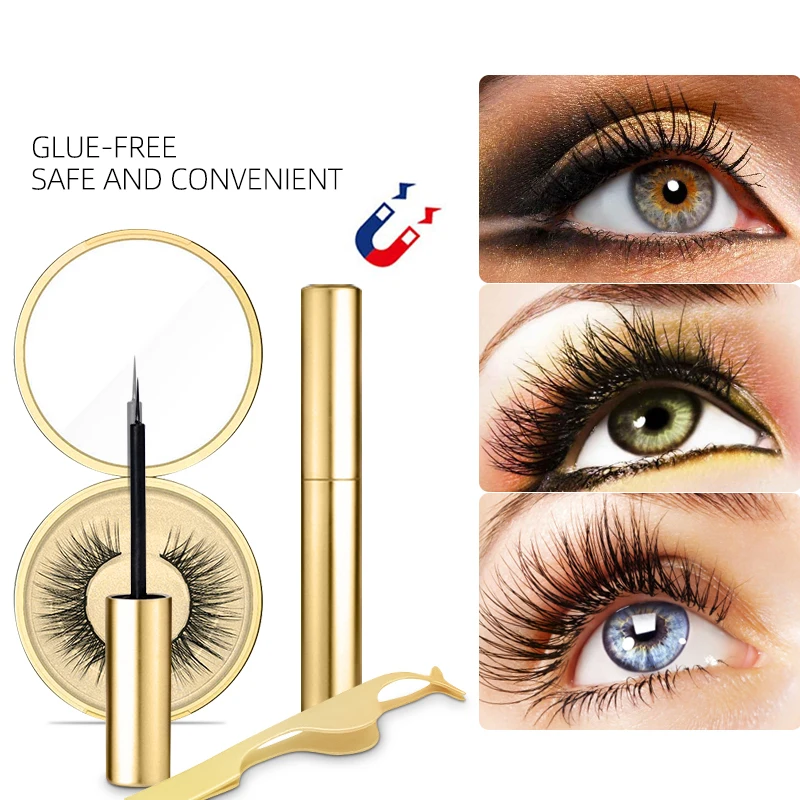 Private label custom magnetic eyelash set with magnet eyeliner