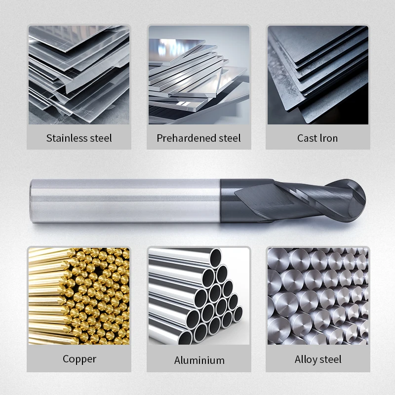 ZHY tungsten carbide cnc ball nose end mill direct from stock cnc milling cutting tools