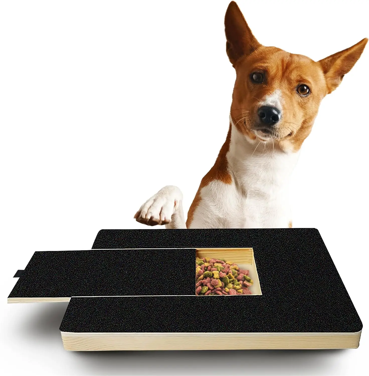 Wood Dog Nail Scratch Board with Black Sandpaper Wooden Dog Scratch Pad