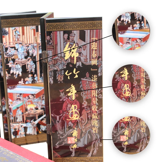 Chinese classical screen decoration, Jinzhu New Year Picture, Chinese folk crafts, suit
