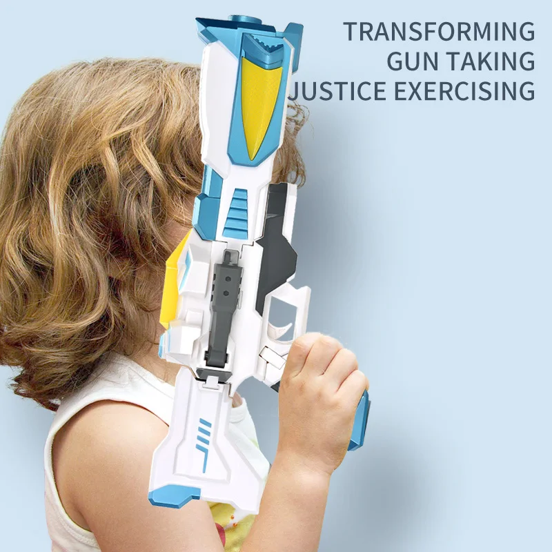 Amazon hot selling multifunction cool acousto-optic transforming robot space gun boy simulated transform gun toys for kids