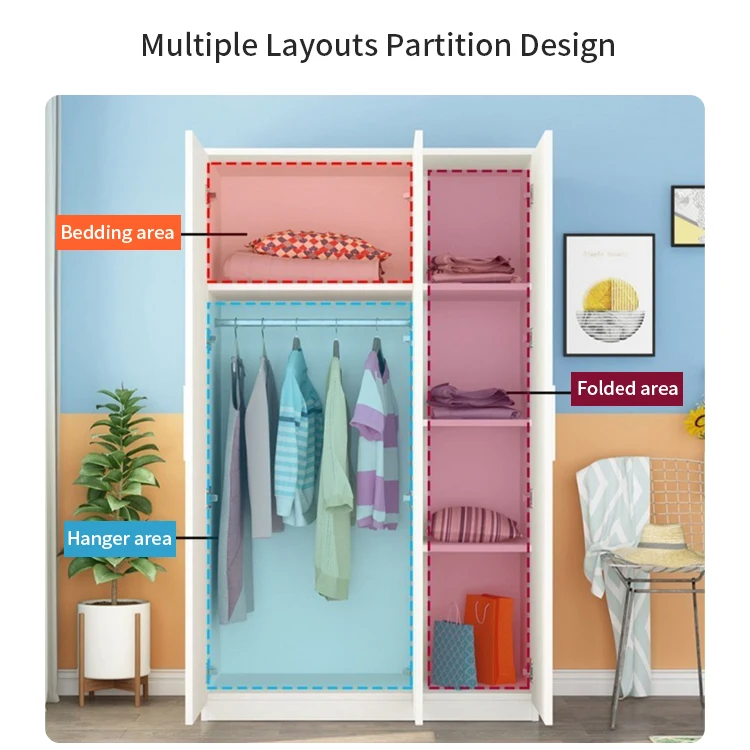 Factory Price Wooden Wardrobe Cabinet Clothes Closet Bedroom Armoire Organizer Big Closet