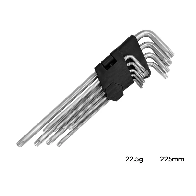 9pc Steel Hex Key Set with Ball Point Torx DIY Grade Chrome Finish Wrench Sizes 3mm 8mm 10mm Metric Measurement System