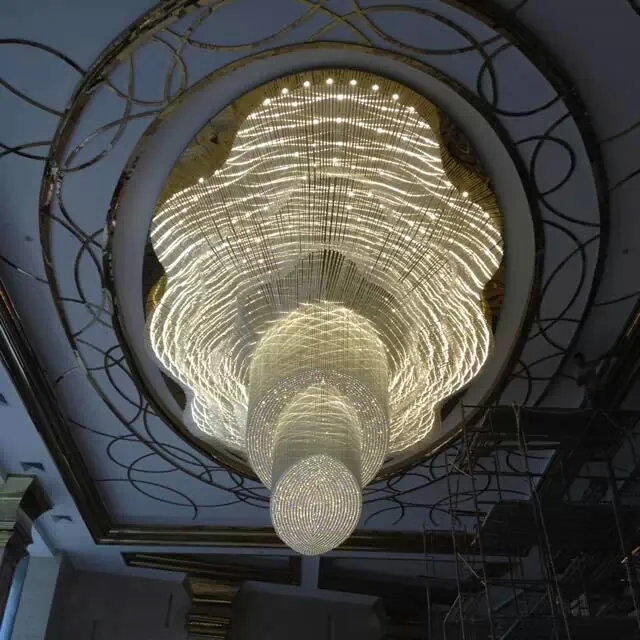 SG Professional Custom Hotel Lobby Banquet Hall Sales Department Villa Decoration Ribbon Chandelier Art Engineering