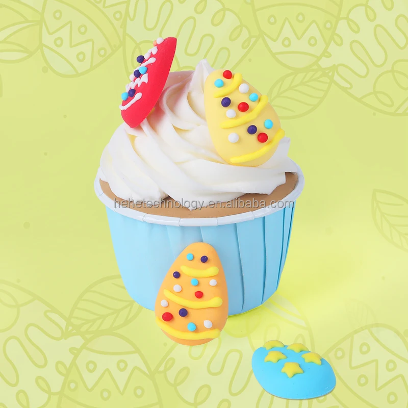 Edibles 3D Polka dots Easter Eggs Cake Decorating Supplies Royal Icing Decorations Biscuit Cake Decoration for Cakes