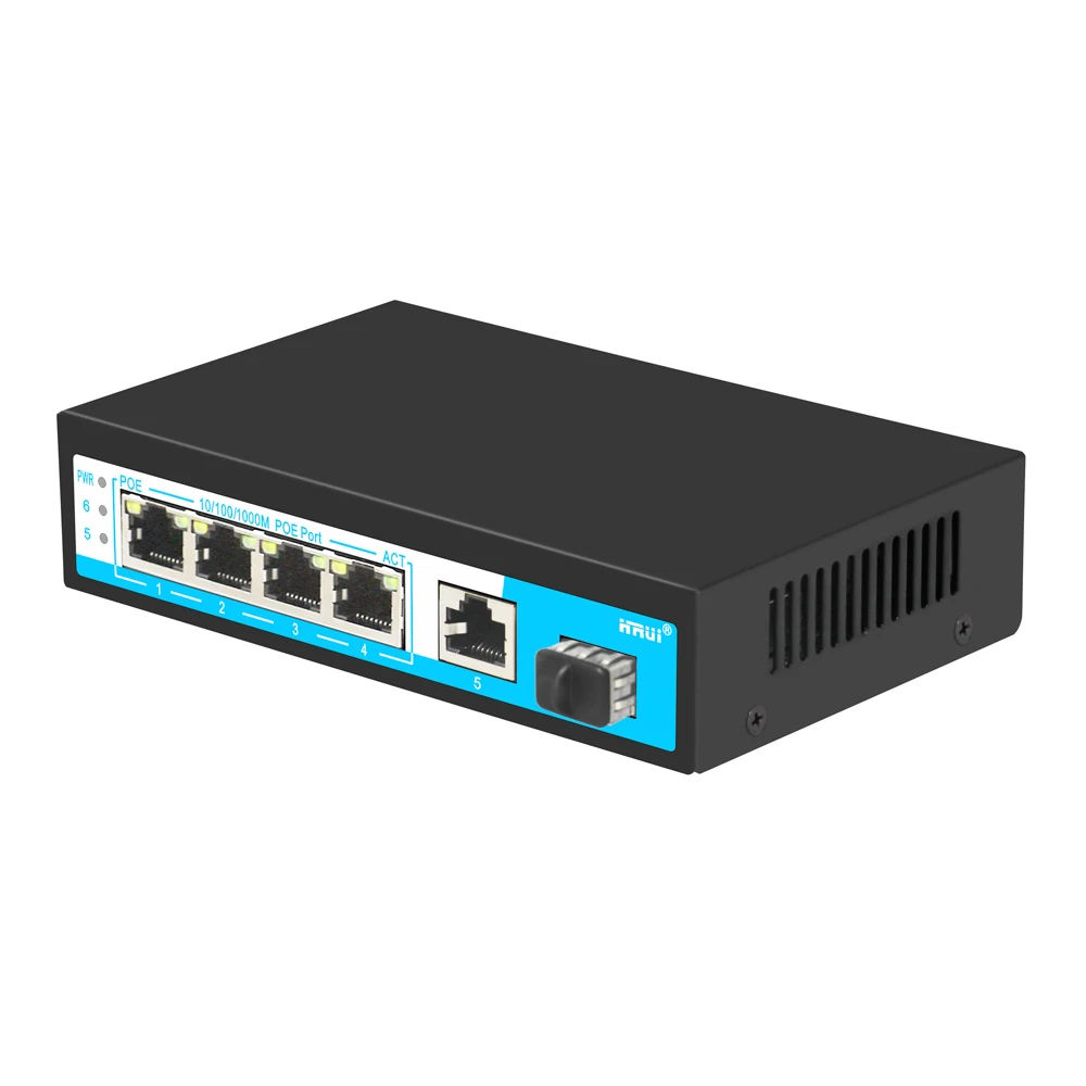  Новый дизайн 6 портов полный гигабитный коммутатор PoE Switch 4 порта и 2
