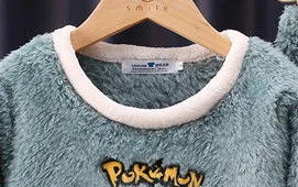 AIMINYZ Wholesale Thickened Polar Flannel Child Round Neck Comfortable Pajamas Sets Long Sleeve Oversize Girl Loose Sleepwear