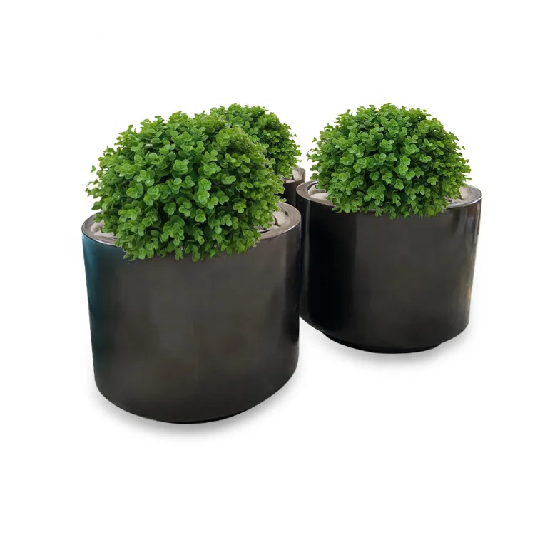 Outdoor fiberglass cylindrical flowerpot garden round planter pot