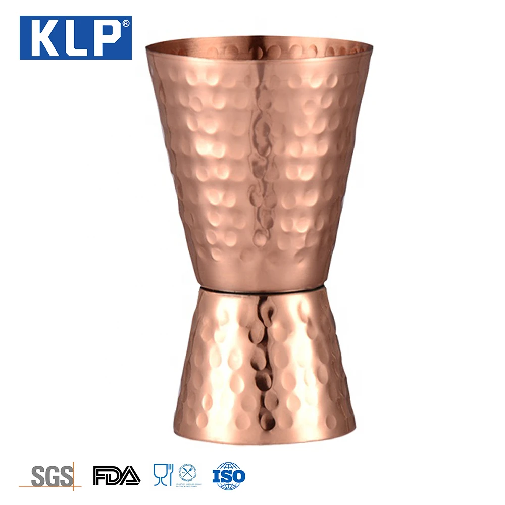 KLP Pure copper cup measuring bartender cocktail steel double jigger Hammer point bar tools