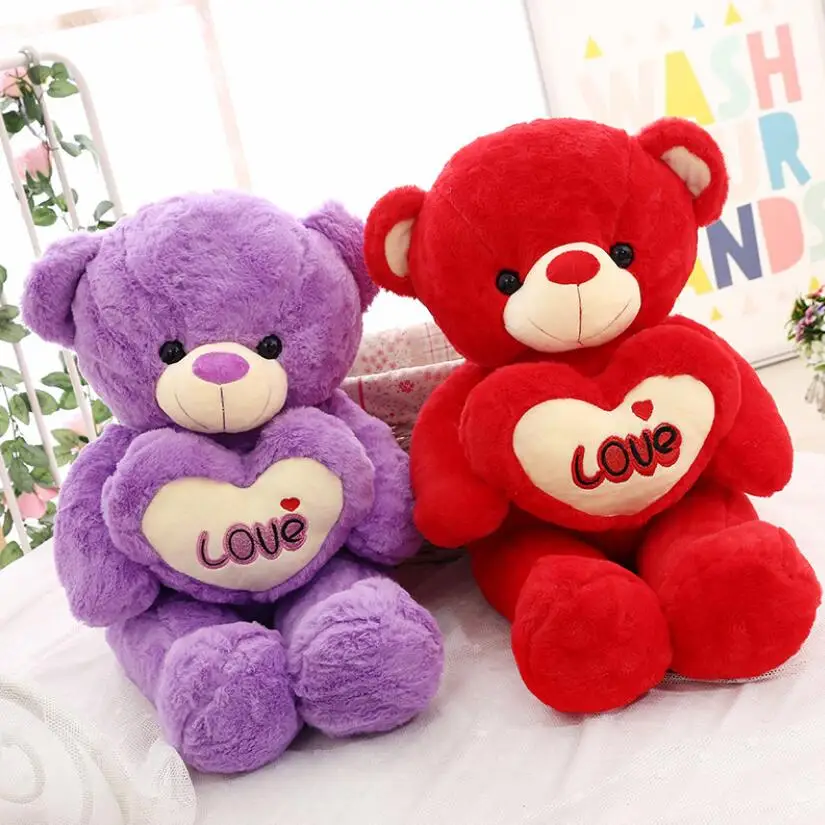 MOQ 50pcs Environmental Protection Custom Wholesale Cute Teddy Bears Stuffed Animal Bear With Heart For Festival Gifts
