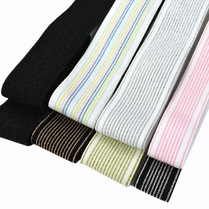 Meetee EB079 40mm Garment Accessories DIY Handmade Sewing Material For Clothing Home Textile Tinsel Colored Striped Elastic Band