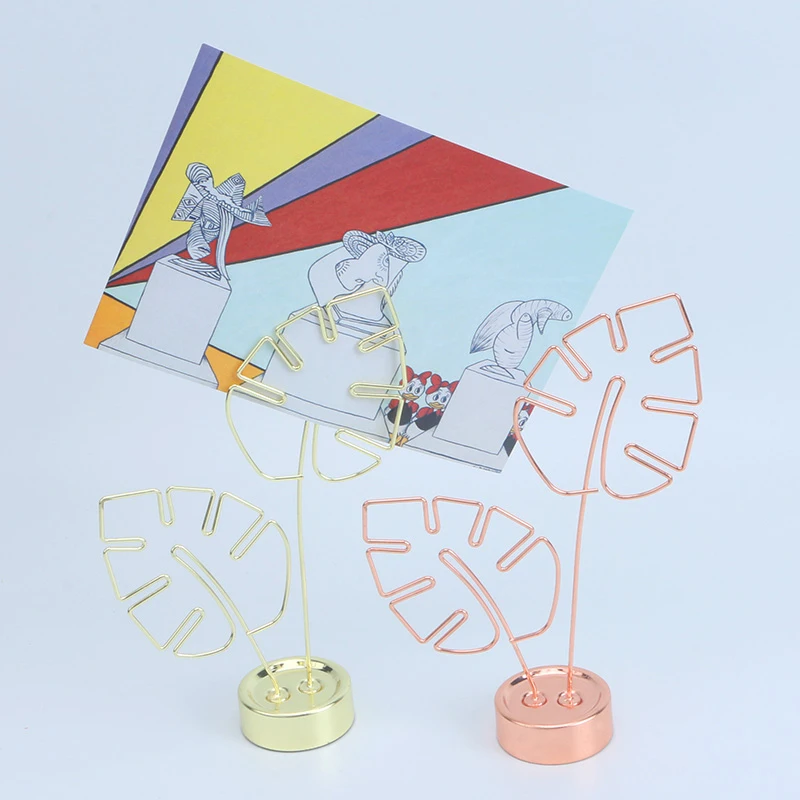 YS0809 Popular Metal Monstera Top Quality Place Label name Stand Card Holder Note Photo Memo Clips
