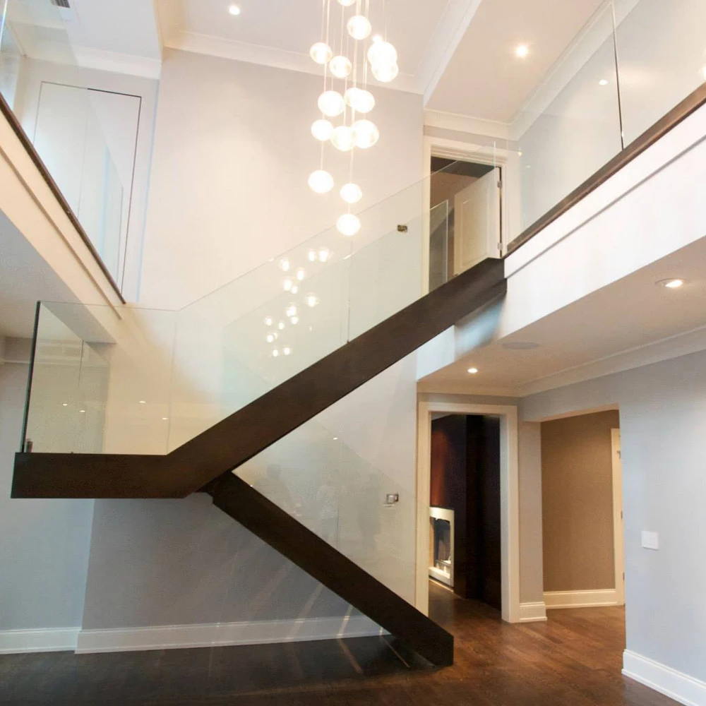 Prefab Black Double Stair Stringer Straight Stair case