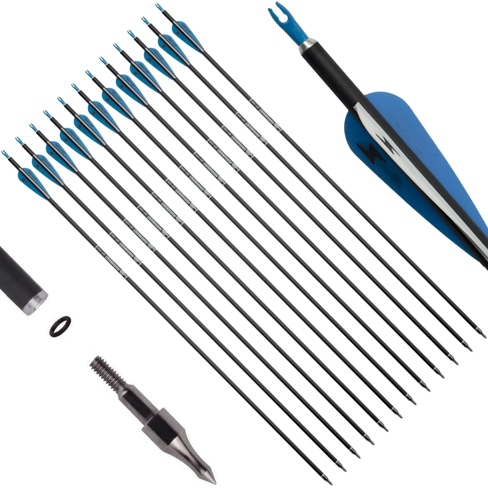 Threaded 7.8mm Target Arrow 100 Grains Pointed Practice for Shooting(12pc)