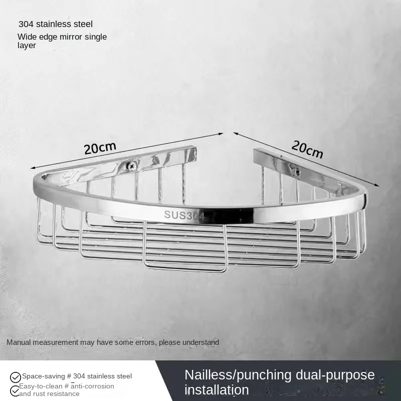 Black Punch-free 304 Stainless Steel Bathroom Line Triangle Rack Iron Bracket Wall Mounted Decorative Corner Shelf For Home