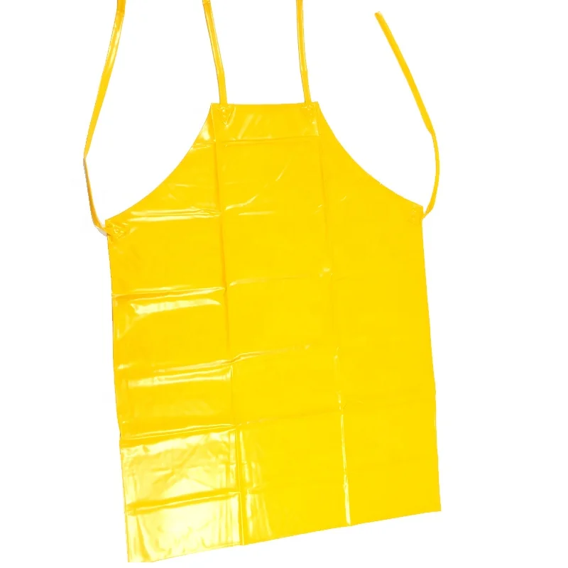 Chemical Use Yellow  Pvc Apron Custom Logo Plastic Waterproof Kitchen Apron Pvc Chef Apron