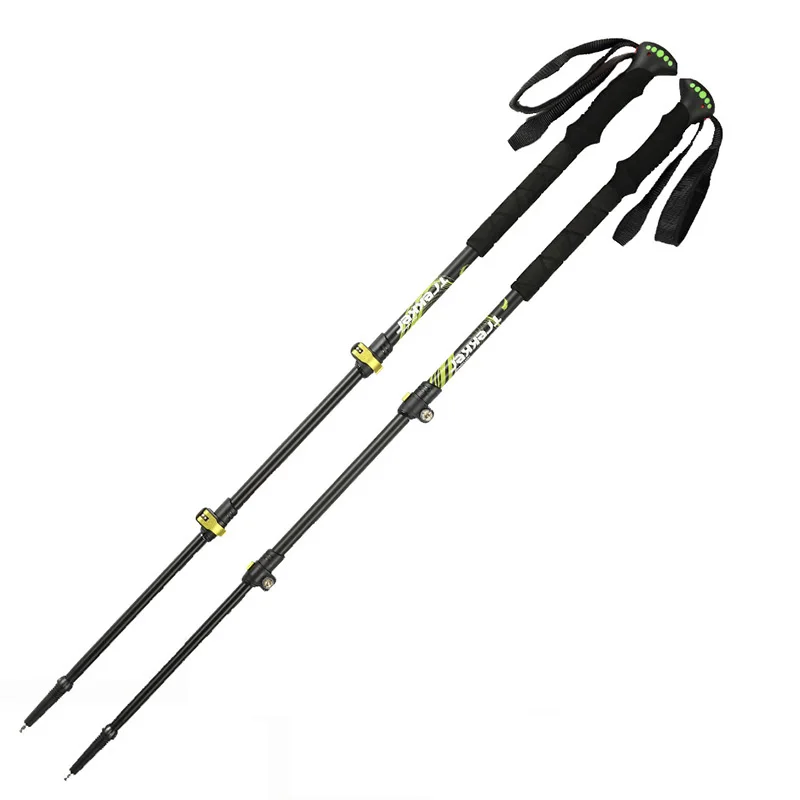 Hot Sale Outdoor Travel Hiking Trekking Poles Click Lock Carbon Fiber Material Mountain Climbing Cane With EVA Grip For Hiking
