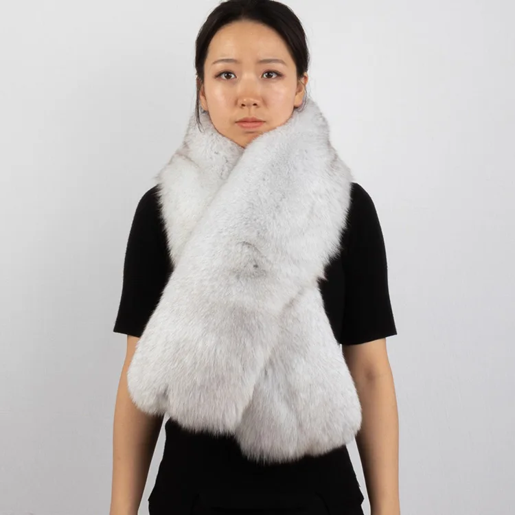 Оптовая продажа, Модный зимний теплый длинный шарф из натурального Лисьего меха для женщин и девочек