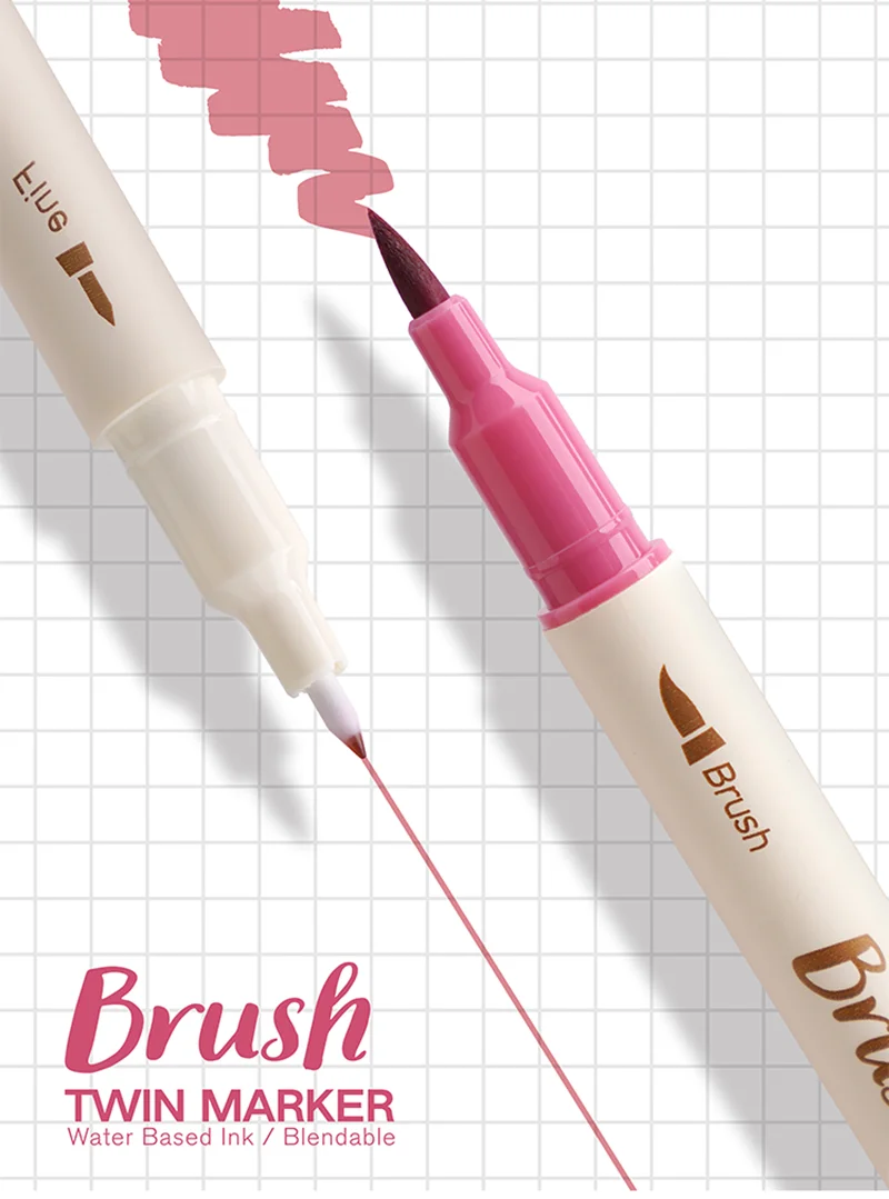 Bview Art Soft Nylon Dual Tip Watercolor Brush Pen for Artist Coloring painting Double-ended marker