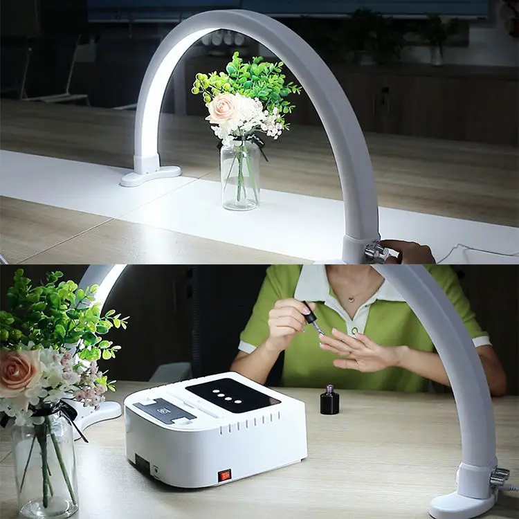 Destly Big size 45w Half Moon Led Adjustable Nail Desk Lamp Beauty Eyelash Extension Salon Manicure Table Lamp