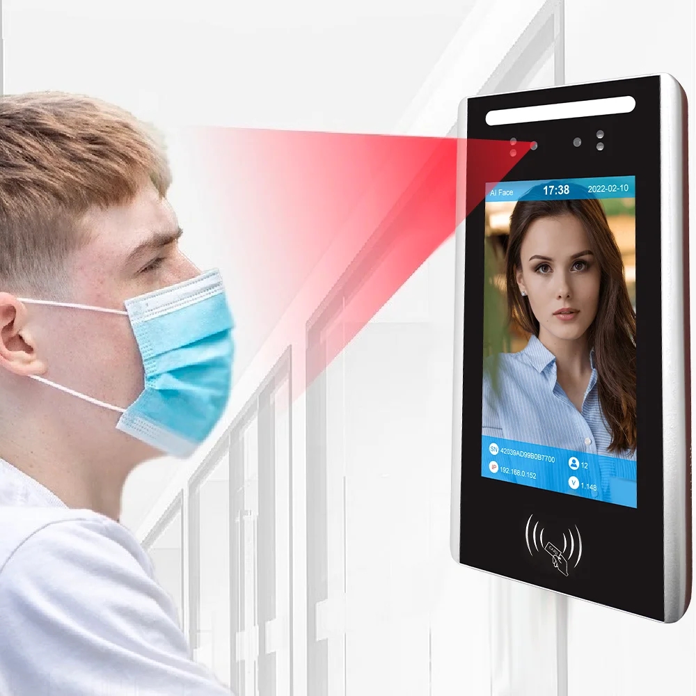Android 7 inch  Screen Face Recognition Scan attendance Access Control System