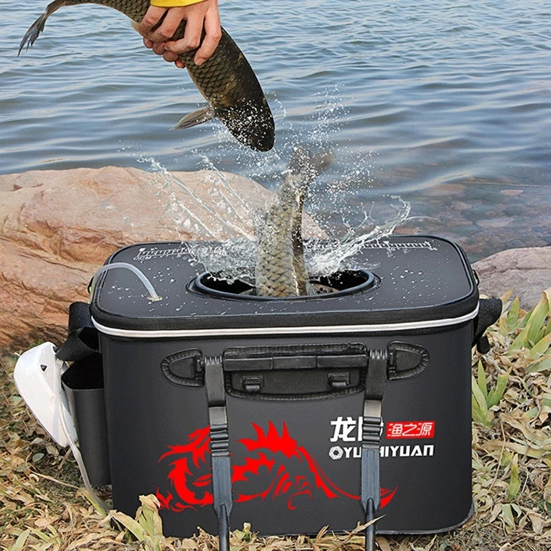 New Design Folding Fishing Bucket With Handle EVA Fishbox Outdoor Water Box Packing Live Fish Bucket Thickened Fishing Tank Fish