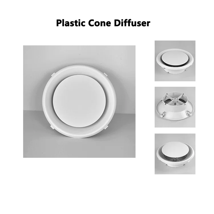 Детали для кондиционера, круглый регулируемый пластиковый высокий круговой потолочный воздушный диффузор, подключенный к воздуховоду