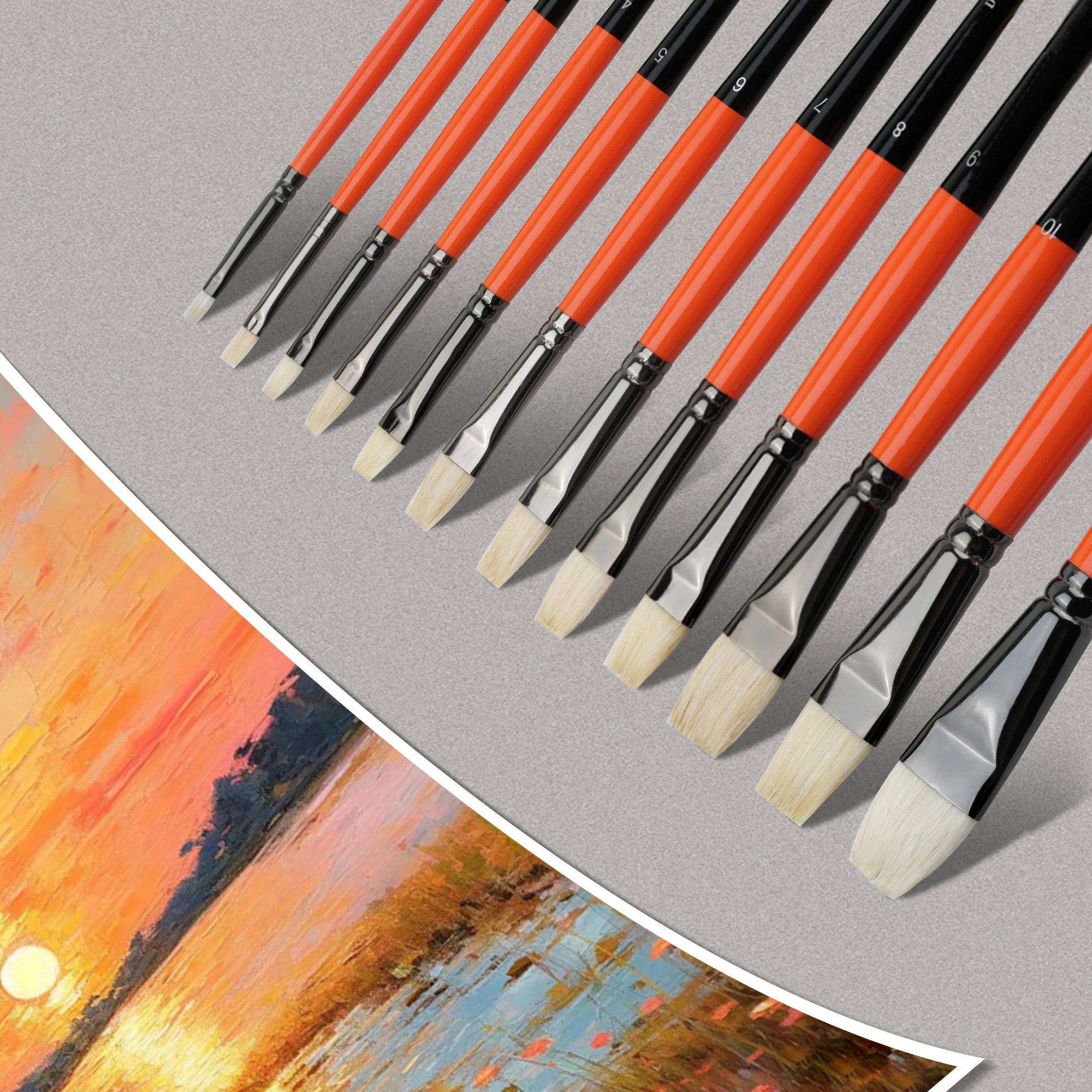 Customized Logo Paint Brush Set Wool Hair Painting Brush Kit For Professional Artist