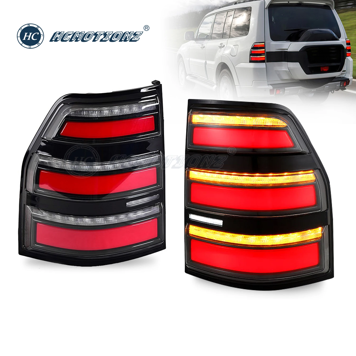 HCMOTIONZ Animation DRL Shogun Montero V80 V93/V97 Back Rear Lamps 2006-2021 LED Tail Lights For Mitsubishi Pajero