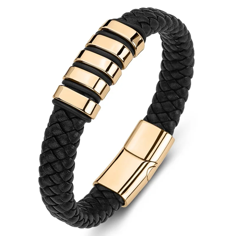 2020 New Style Fashion Bracelet High Quality Leather Magnetic Clasp Bracelet For Men Wholesale Price Stainless Steel Jewelry