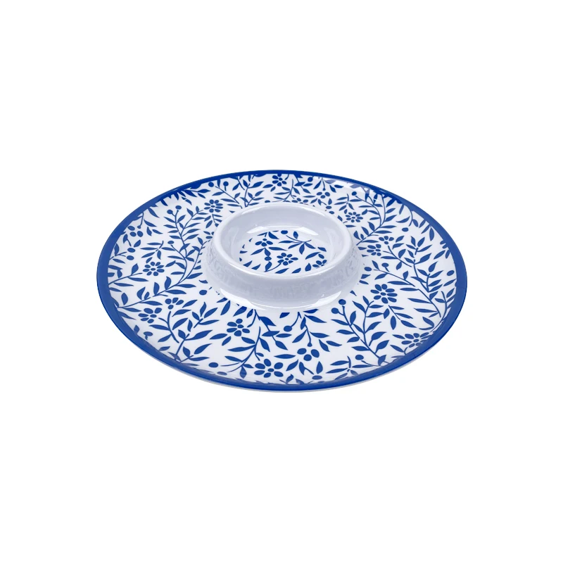 Wholesale Custom Melamine Tray And Dish Divided Plate Chip And Dip Serving Plates