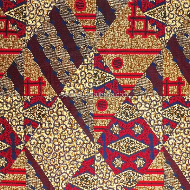 100% polyester custom African batik imitation wax printed cloth single side custom printing wax fabric