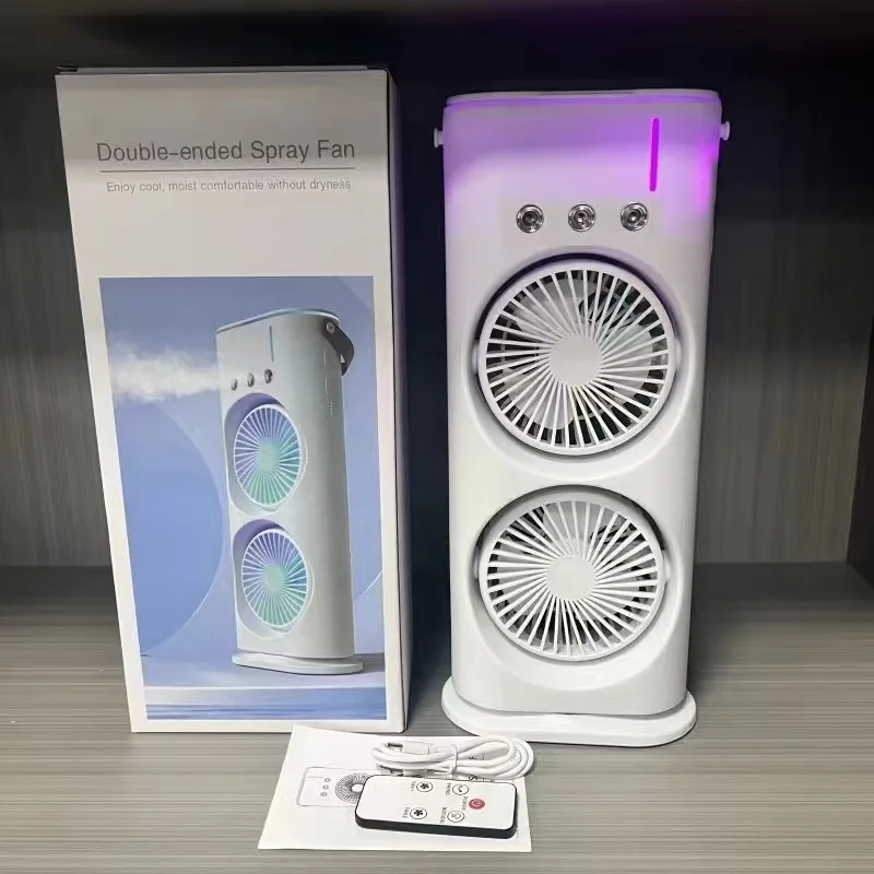 Hot sale household mini air conditioner fan cooler office humidification spray desktop small fan dormitory new electric fan