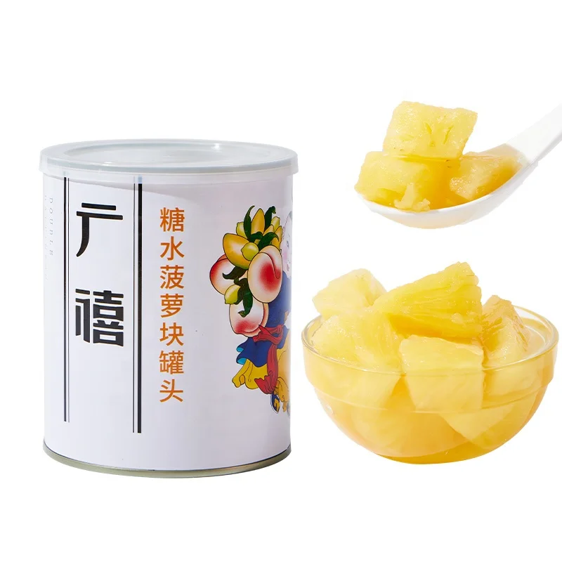 2024 Новое поступление, 850 г консервированных кусочков ананаса в сиропе из Китая для приготовления фруктового чая или десертных начинок
