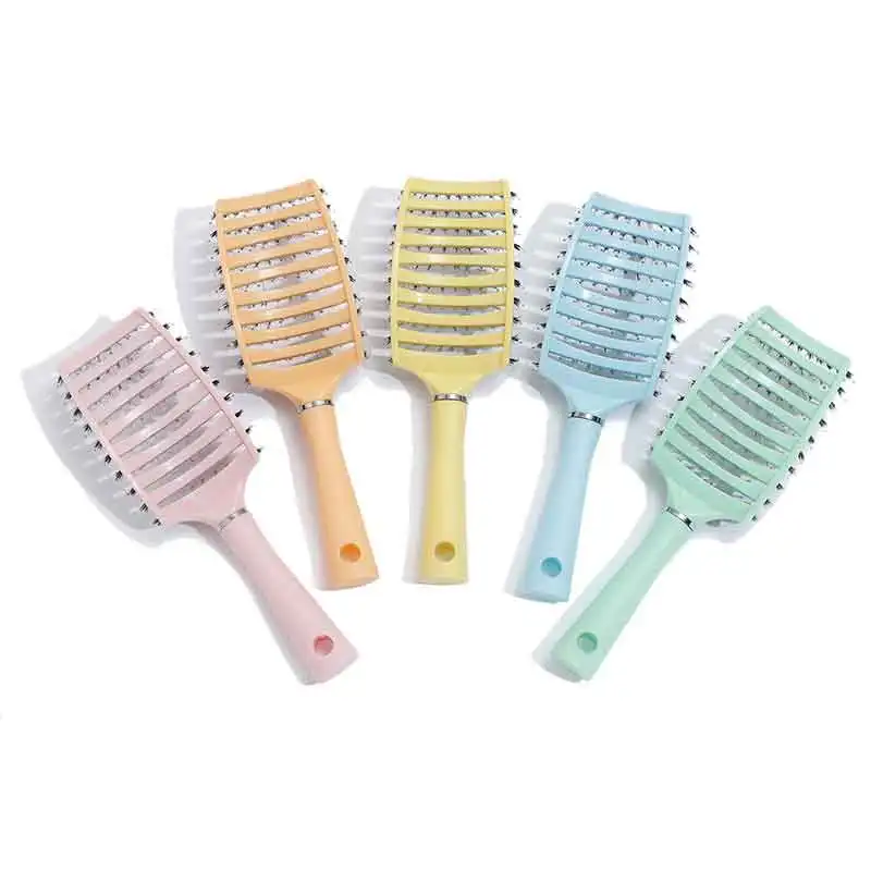 Professional Custom Logo Brushes Black Natural Boar Bristle Vent Paddle Hair Brush with hairdryer