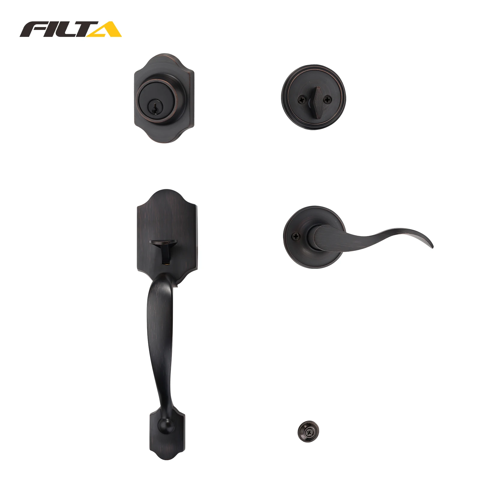 Filta Hot Selling European Style Oil Rubbed Bronze Front Door Grip Lock Deadbolt Lock Set  Keyed Entry Door Lock Set Wholesale
