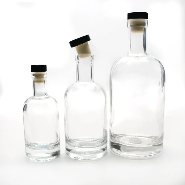 Factory wholesale customization 750ml 500ml 375ml 200ml 100ml Vodka Spirit Gin Rum Glass Liquor Bottle with Cork