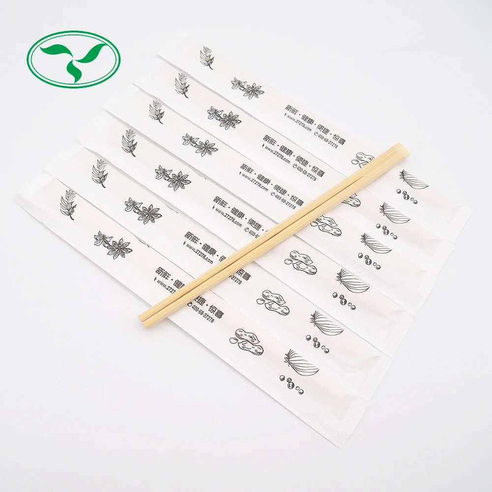 Wholesale bamboo disposable chopsticks tensoge sushi chopsticks with customized full sleeve paper