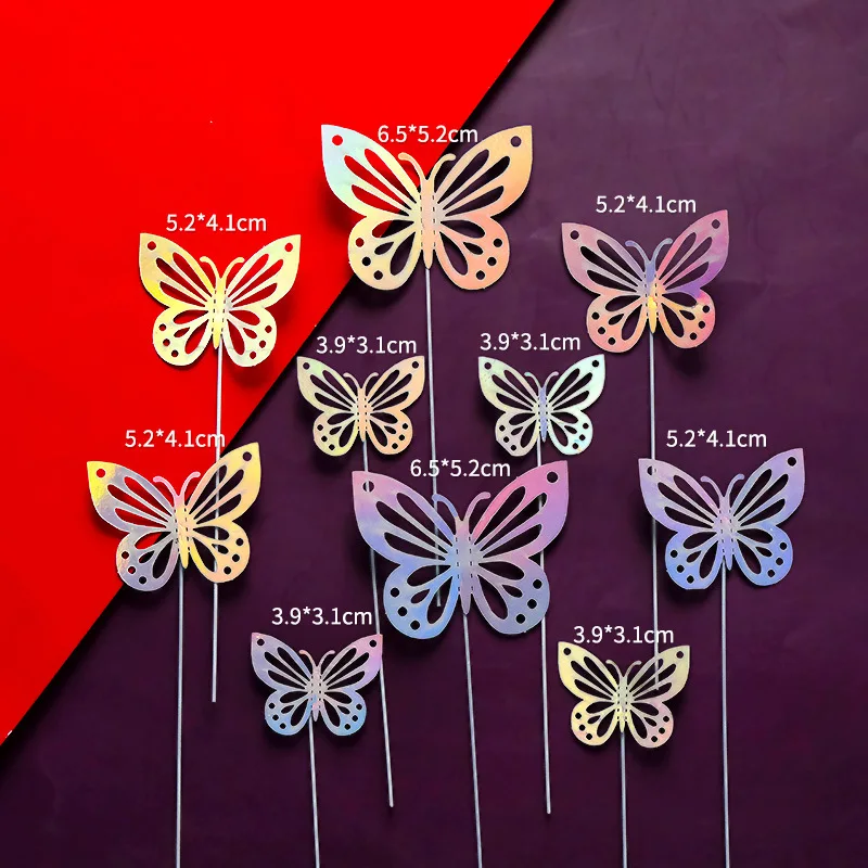 New Arrival 3D Hollow Metal Butterfly Cake Toppers Colorful Gold Silver Design for Birthday Party Cake Decoration
