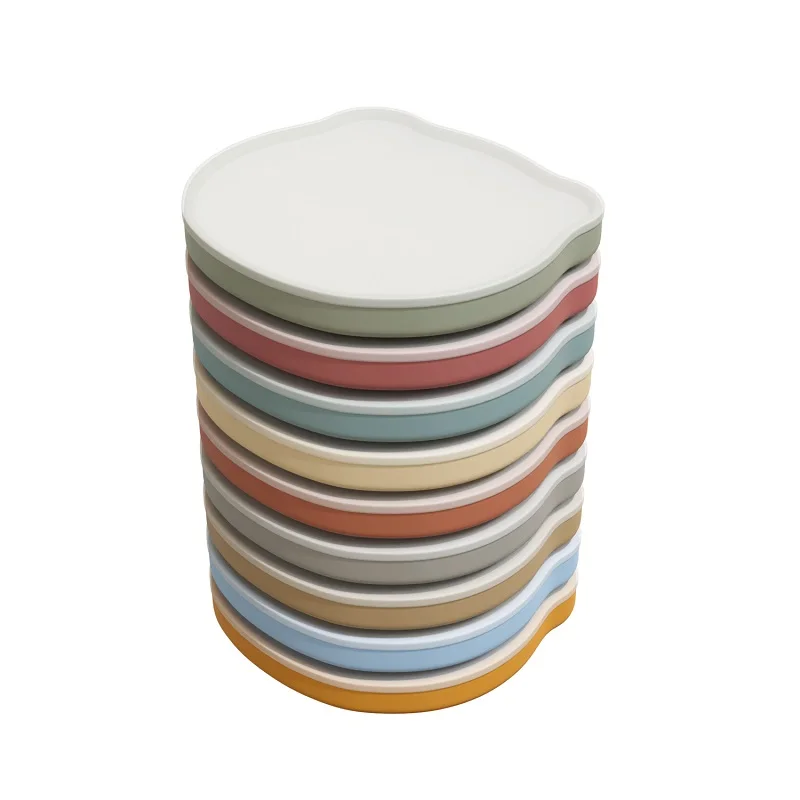 Phthalate Free Cartoon Dinnerware Set Animal Silica Gel Baby Spoon Fork Suction Bowl Plate Silicone Feeing Set With Lids Cover