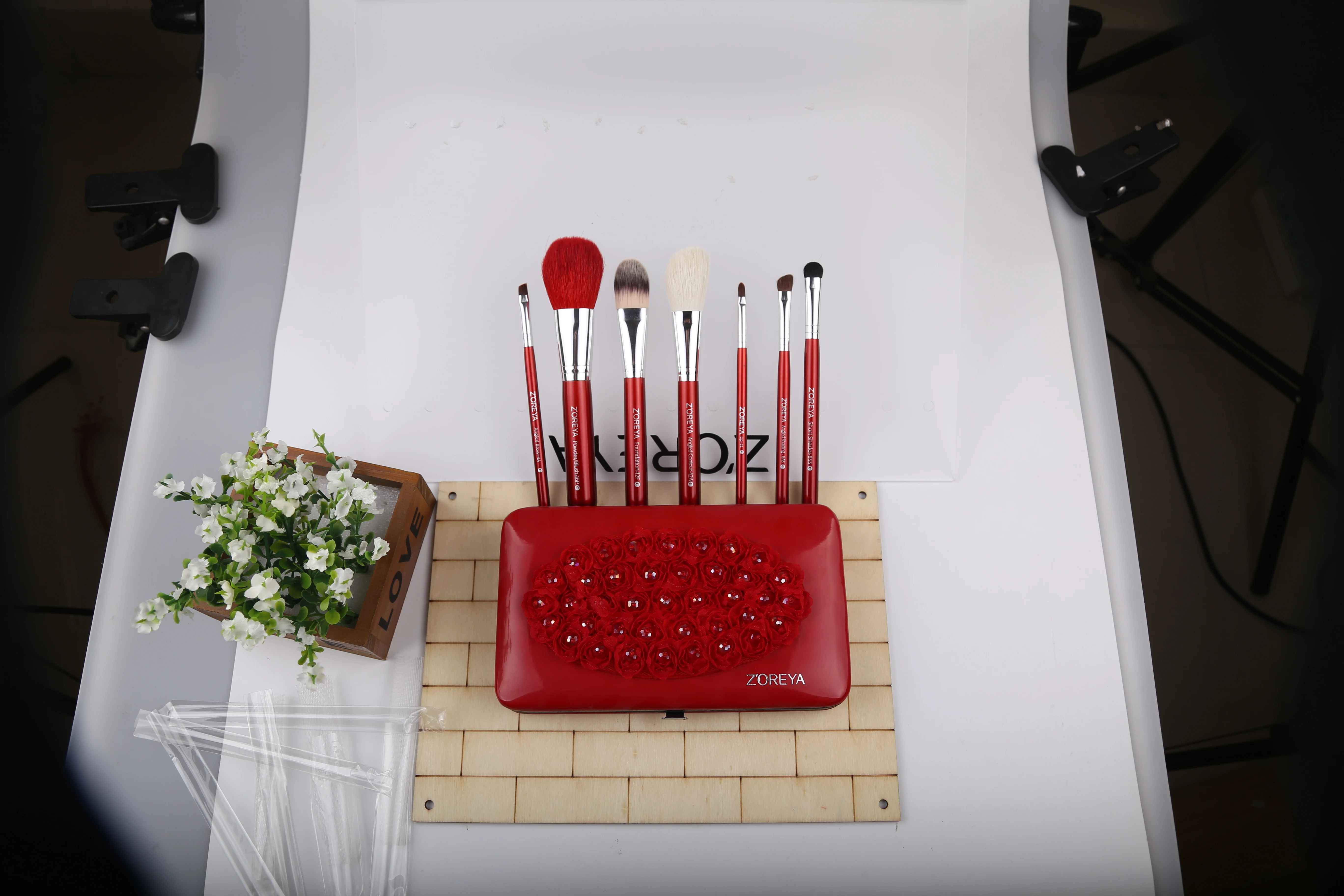 7pcs Brushes Handle Wool Hair Makeup Sets Unique Products Red 2019 Goat Hair Cosmetic Brushes Face Powder Brush 3600