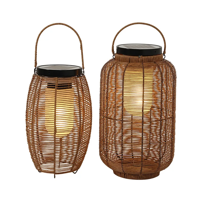 Solar Lantern Solar Rattan Lantern Outdoor with Twine Handle Garden Hanging Lights Solar Lanterns Outdoor Waterproof